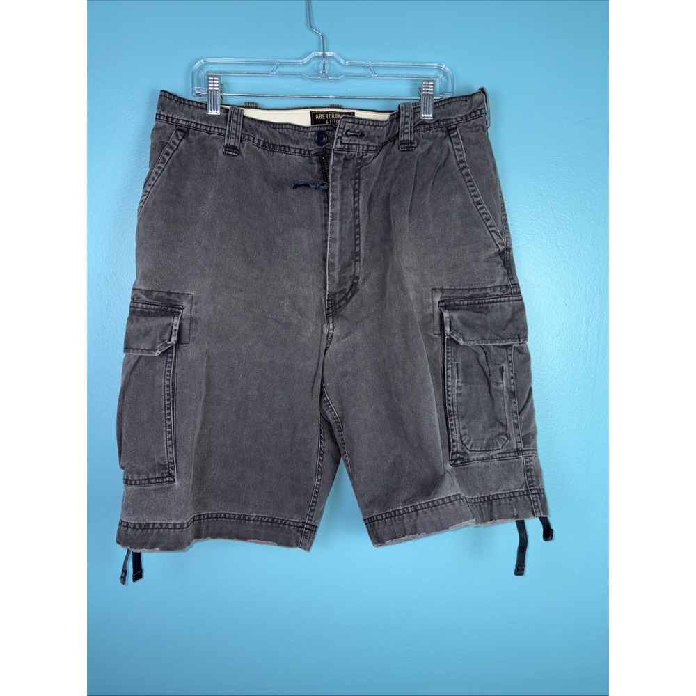 Abercrombie And Fitch Gray Cargo Shorts Size 34 Paratrooper Vintage Preppy